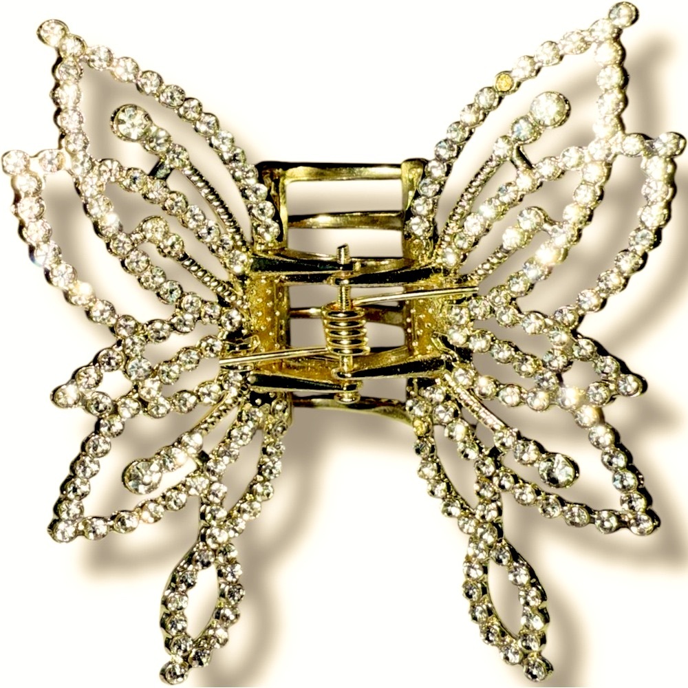 NWT Gold Butterfly Hair Clip with Rhinestone Accents - Picture 6 of 10